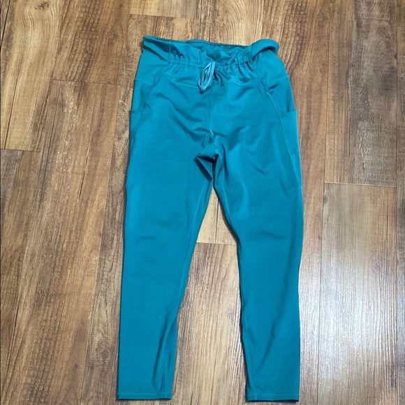 Blue Stretchy Leggings with Drawstring Waist - Picture 1 of 6